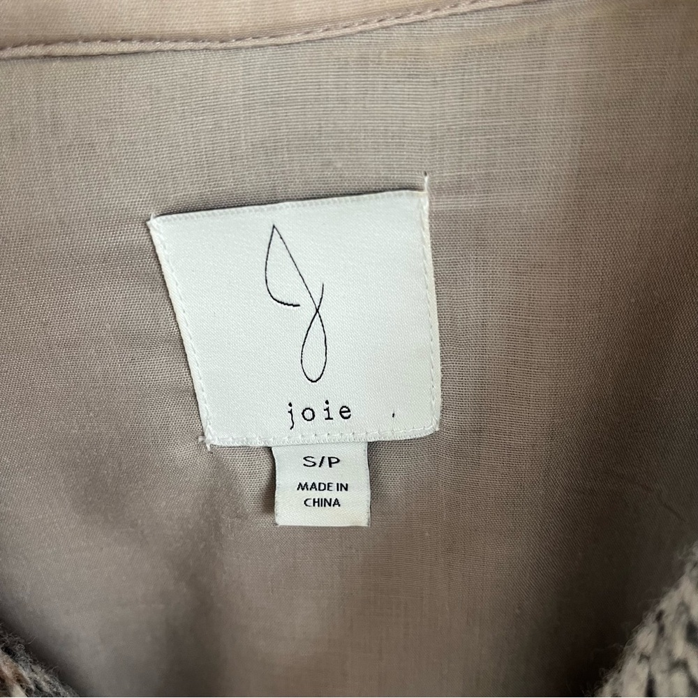 Joie Plaid Wool Blend Jacket Coat Zip Front Neutral Check Size Small - Picture 5 of 7
